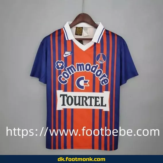 PSG hjemmebane fodboldtrøje 1992-1993 vintage - Blå og rød retrotrøje til mænd, kvinder og børn